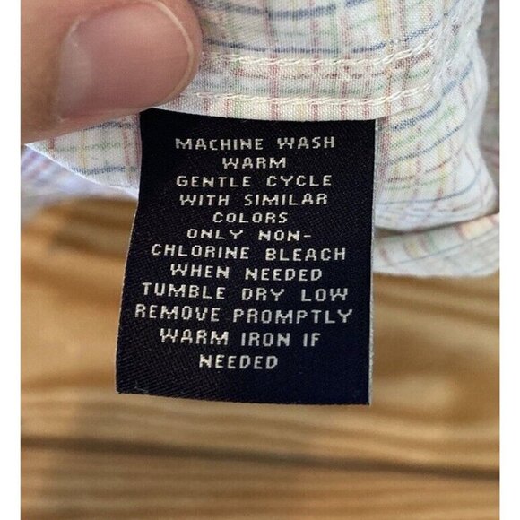 Hart Schaffner Marx Check Button Up Shirt Size XL Men’s Rainbow Short Sleeve - Picture 5 of 7